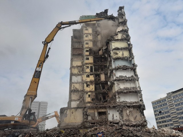 Rozbiórka hotelu Silesia w Katowicach. 20 sierpnia 2019