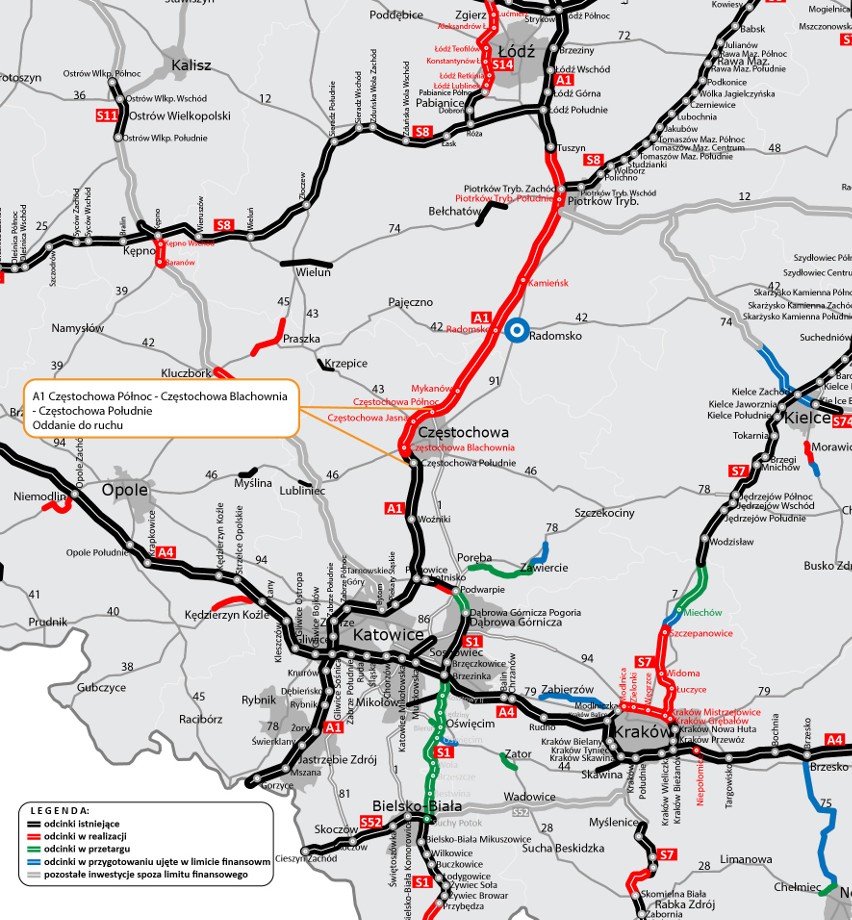 Otwarcie ostatniego odcinka A1 pod Częstochową już 23 grudnia. Na trasie będzie ograniczenie prędkości do 80 km/h