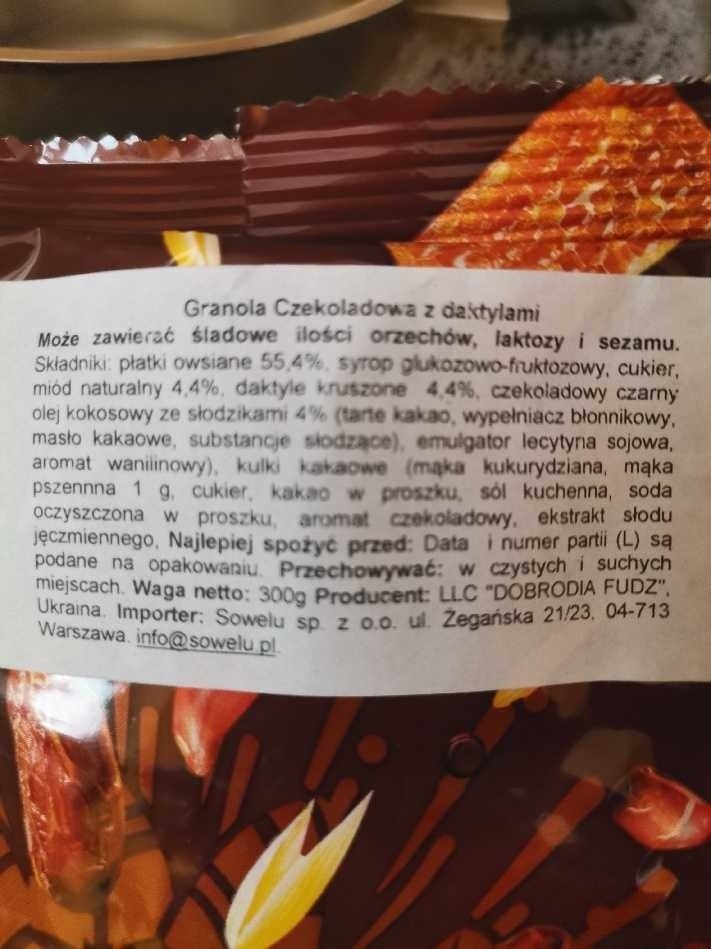 San Granola czekoladowa z daktylami może być niebezpieczna...