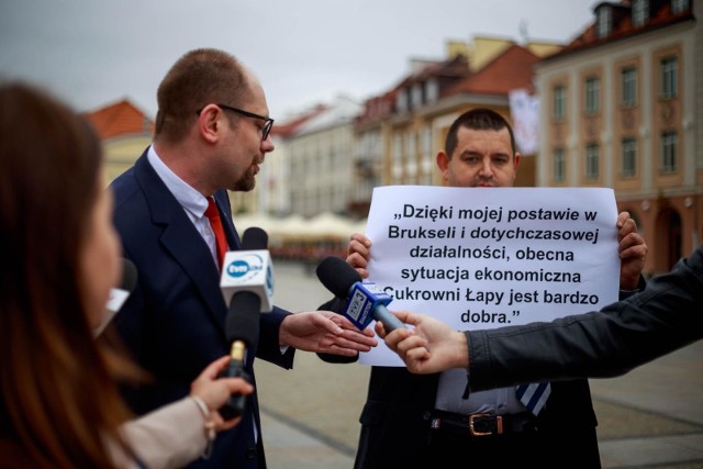 Kandydat Konfederacji Marcin Sawicki uważa, że Krzysztof Jurgiel przyczynił się do upadku cukrowni w Łapach.