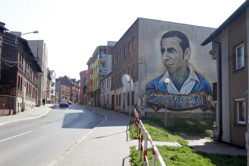 Mural Gerarda Cieślika w Chorzowie....