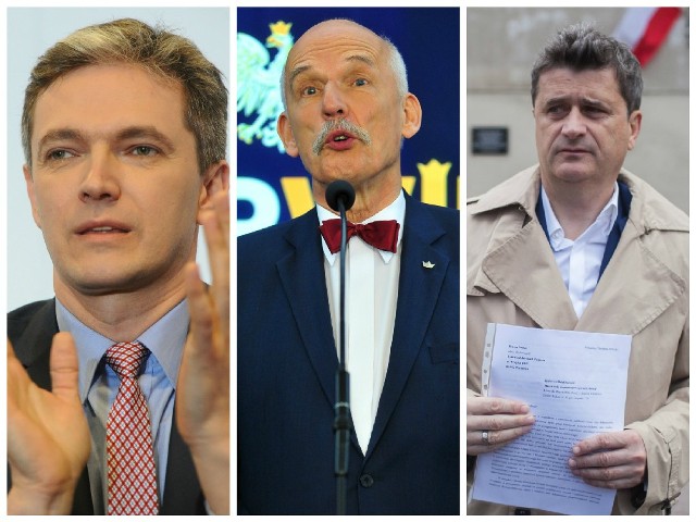 Czołowa trójka plebiscytu prawyborczego 2015 (od lewej): Adam Jarubas, Janusz Korwin-Mikke i Janusz Palikot.