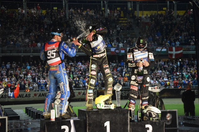 Podium Grand Prix w Gorzowie: 1. Martin Vaculik, 2. Bartosz Zmarzlik, 3. Tai Woffinden.