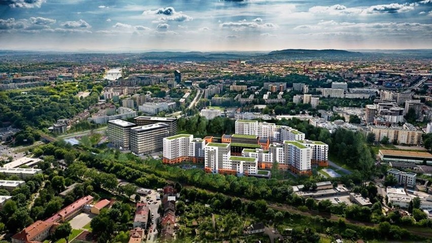 Widok ogólny kompleksu wielofunkcyjnego Fabryczna City