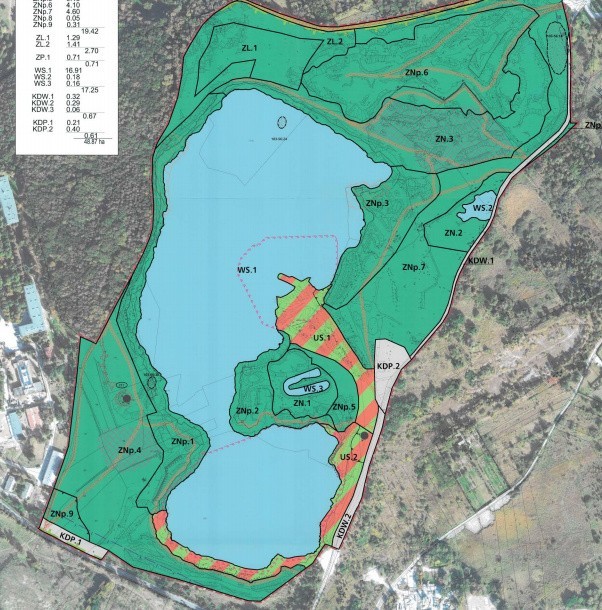 Plan miejscowy "Park Zakrzówek". Czerwona, przerywana linia...