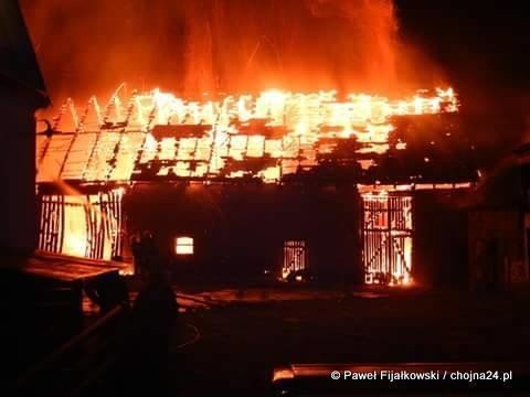 Pożar budynku koło Chojny.