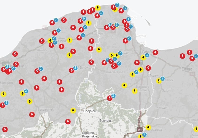 Awaryjne wyłączenia prądu na Pomorzu 24.09.2021 r.