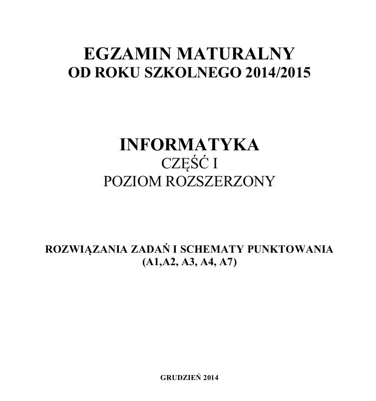 Próbna matura 2014/2015 z CKE - informatyka (p. rozszerzony)...