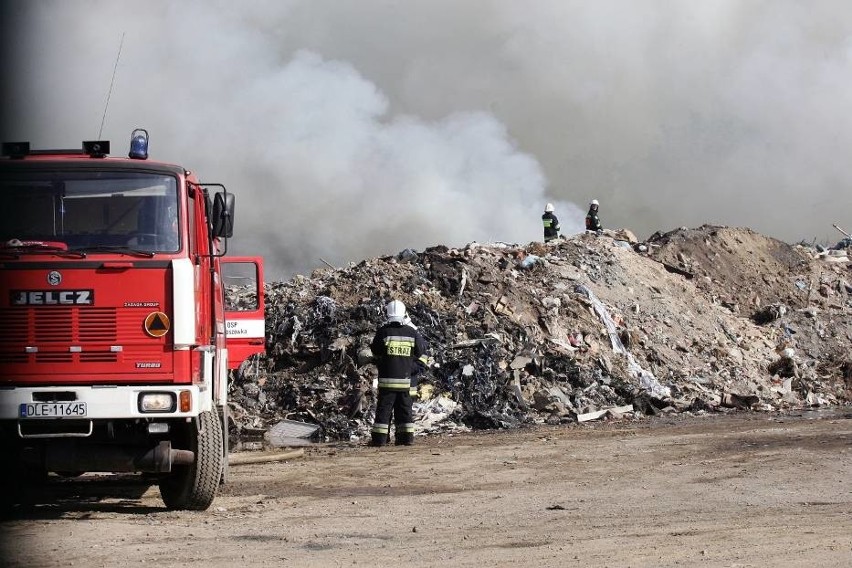 Pożar wysypiska śmieci w Legnicy. 17 zastępów straży w akcji [ZDJĘCIA]