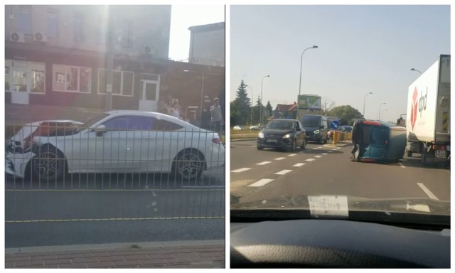 Wypadek przed więzieniem na Hetmańskiej w Białymstoku. Mercedes zderzył się z samochodem dostawczym