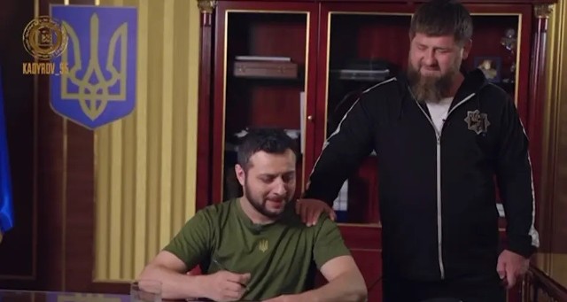 Czeczeński przywódca Ramzan Kadyrow w kręconym przez siebie filmie upokarza fałszywego prezydenta Ukrainy i ośmiesza się sam