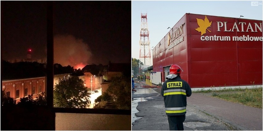 Pożar sklepu meblowego Platan w Szczecinie. Płonęła hala przy ul. Jagiellońskiej - 11.08.2020