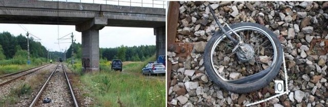 Motorower, którym jechał chłopiec roztrzaskał się na kawałki. Były porozrzucane na torach na 150 metrowym odcinku.