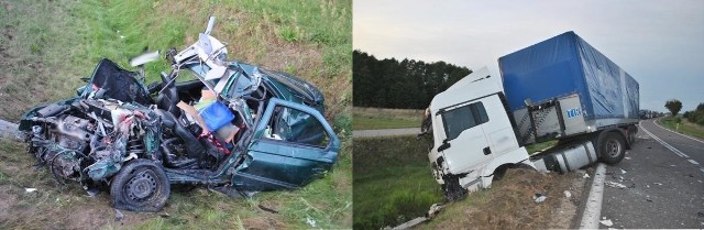 Wrak alfa romeo i tir w rowie. To skutki tragicznego wypadku na ósemce.