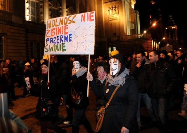 Protest przeciw ACTA w Szczecinie
