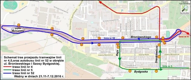 Toruń. Wstrzymany tramwajów od Reja do Motoareny