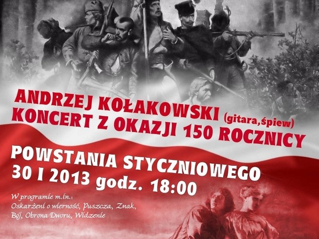 W środę, 30 stycznia, w muzeum Ziemi Międzyrzeckiej odbędzie się koncert z okazji 150. rocznicy wybuchu Powstania Styczniowego.