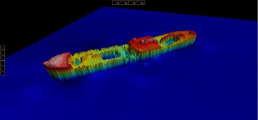 Obraz batymetryczny domniemanego wraku parowca s/s...