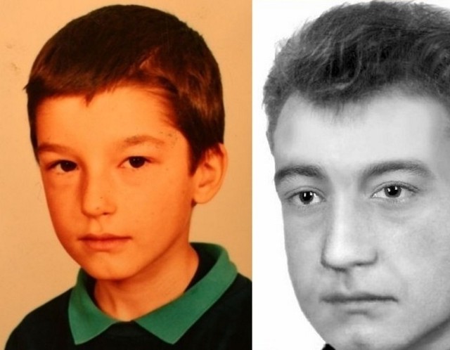 Zdjęcie 8-letniego Mateusza Domaradzkiego obiegło całą Polskę. Co jakiś czas policja przygotowuje portret uwzględniający progresję wiekową. Zdjęcie z prawej przedstawia, jak wyglądałby zaginiony w wieku 19 lat