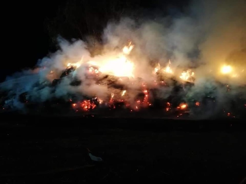 Karpowicze: Duży pożar bel słomy we wsi. Akcję utrudniał silny wiatr [ZDJĘCIA]