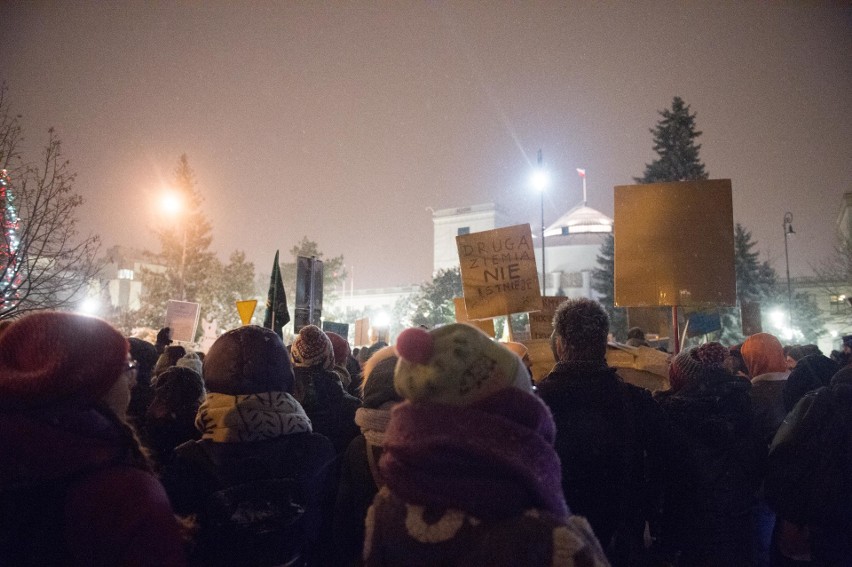 Protest przeciw odstrzałowi dzików pod Sejmem (9/01/2019)