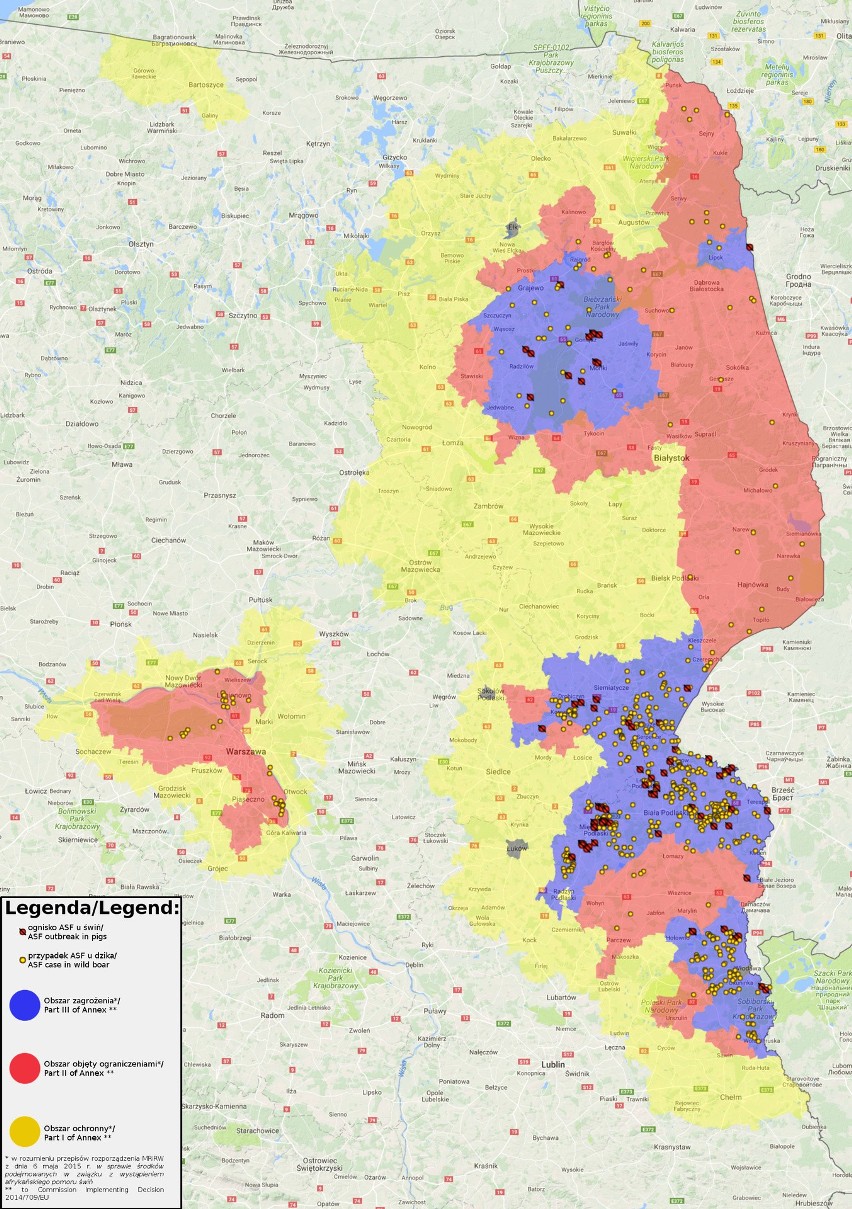 ASF nadal rozprzestrzenia się we wschodniej części Polski. Kolejne przypadki