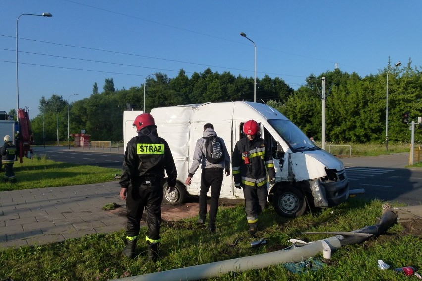 Wypadek na rondzie Biłyka w Łodzi