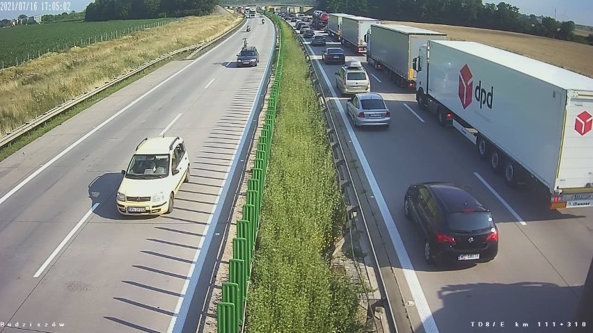 Korek na autostradzie A4, 16.07.2021