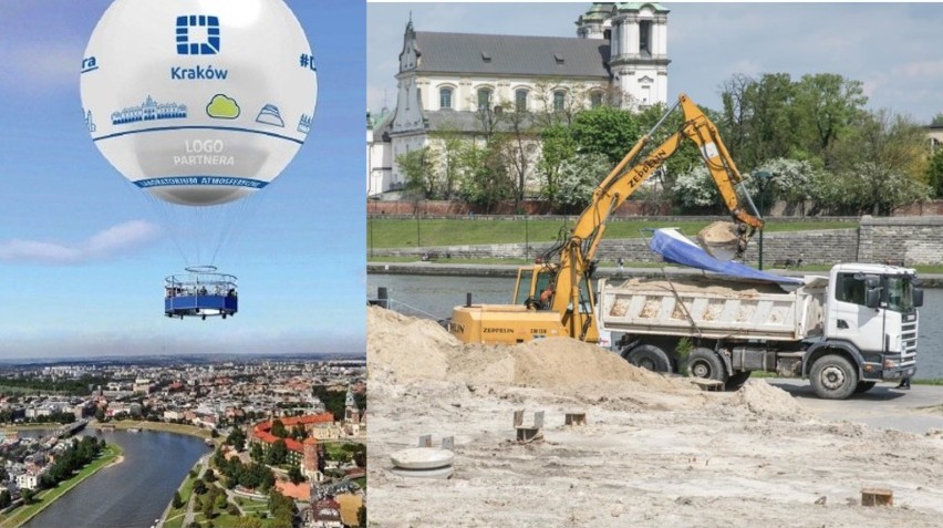 Kraków. Balon nad zamkniętą plażą. Konserwator: To żałosny widok [ZDJĘCIA]