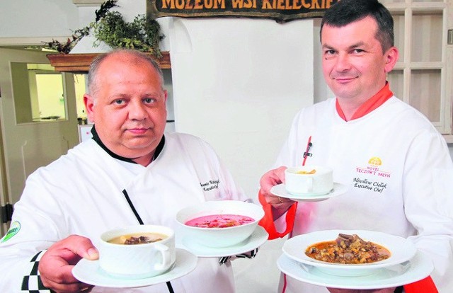 Szefowie kuchni, trenerzy warsztatów kulinarnych. Od lewej Sławomir Kowalczyk, Mirosław Ciołak