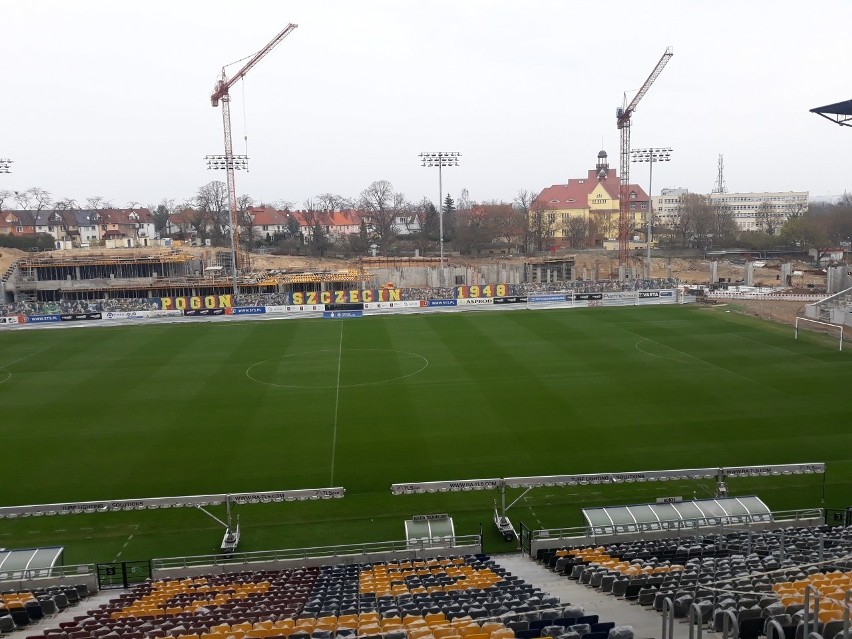 Stadion Pogoni Szczecin - stan 18 kwietnia 2021.
