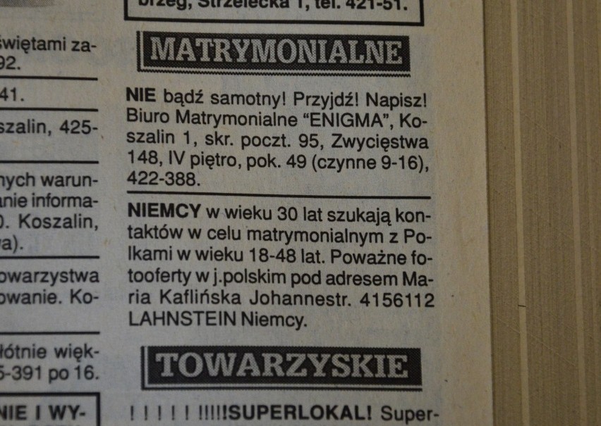 "Pan, 59 lat, pozna panią w celu matrymonialnym" - to jedno...