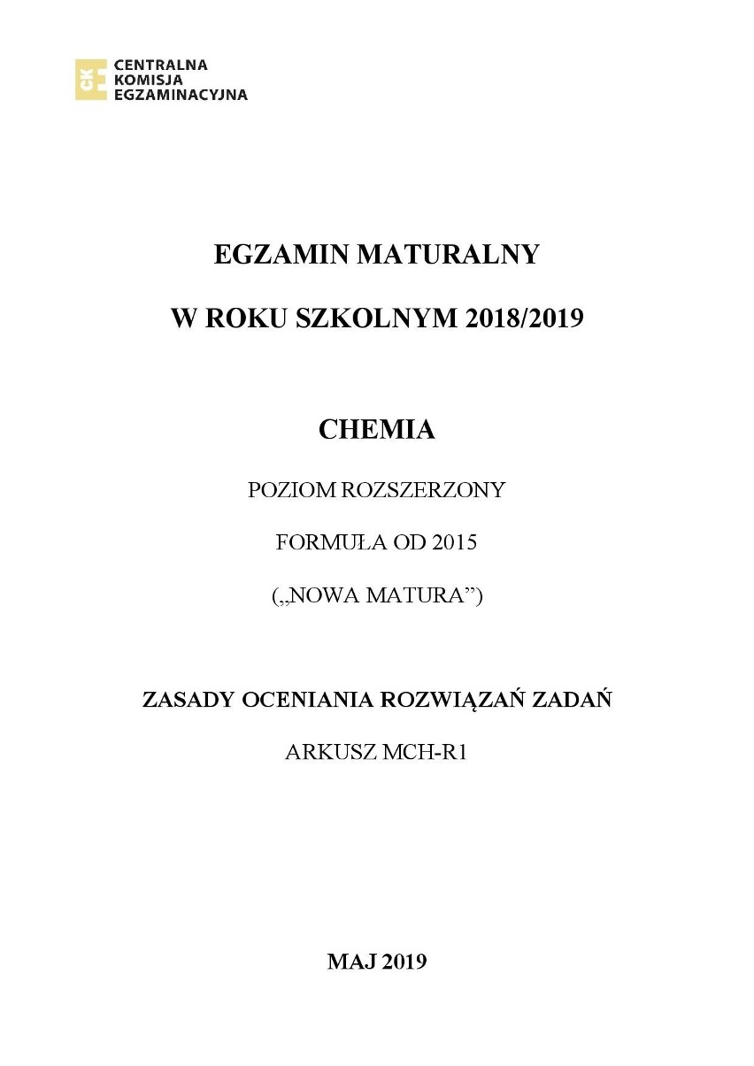 Matura 2019 CHEMIA. CKE opublikowała klucz odpowiedzi. Sprawdź, czy dobrze rozwiązałeś arkusz