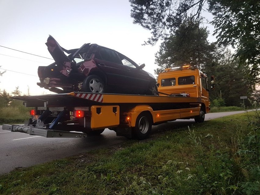 Zimnodół. Samochód wypadł z drogi i uderzył w drzewo