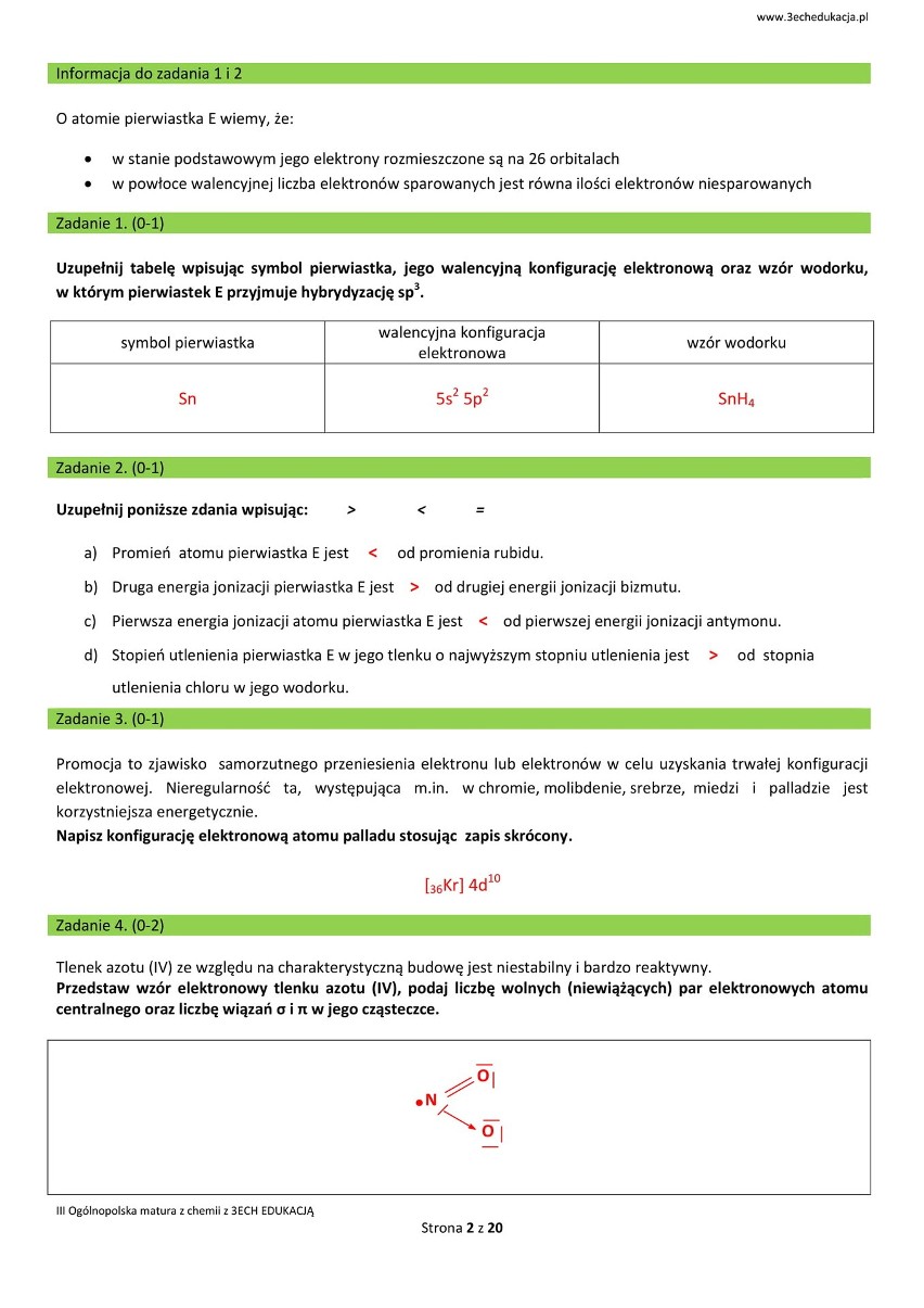 Próbna matura 2019 CHEMIA rozszerzenie Echa Dnia ODPOWIEDZI