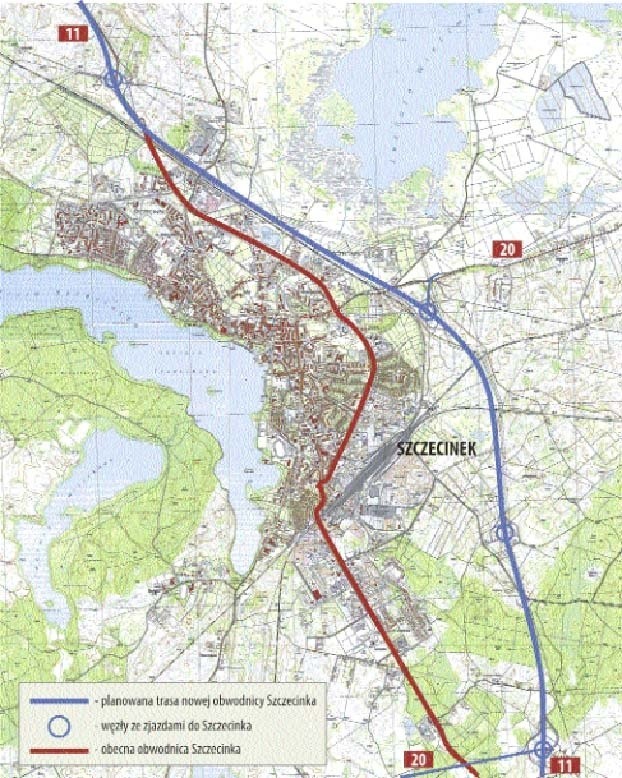 Tak wytyczyła szczecinecką obwodnicę firma Transprojekt z Gdańska. Projekt jest już na ukończeniu, a budowa ruszy do 2013 roku.