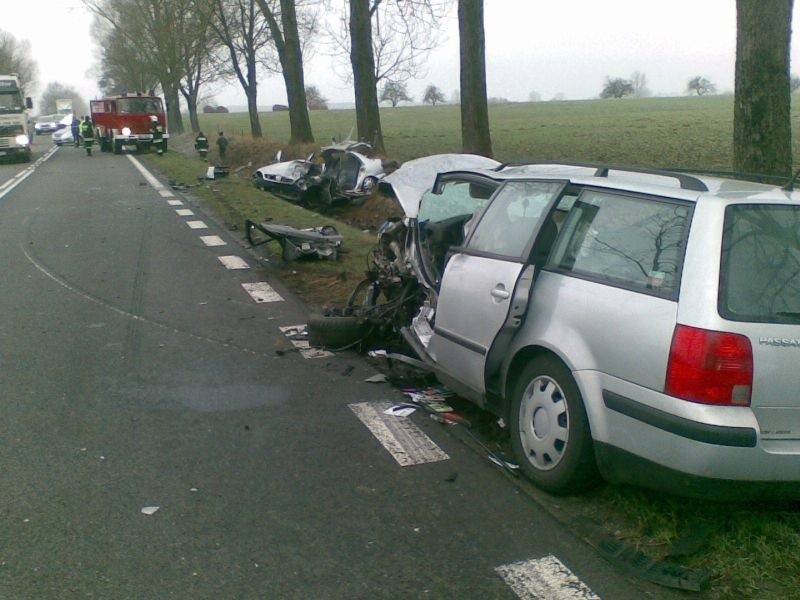 Tragedia na krajowej 61. Jedna osoba walczy o życie (zdjęcia)