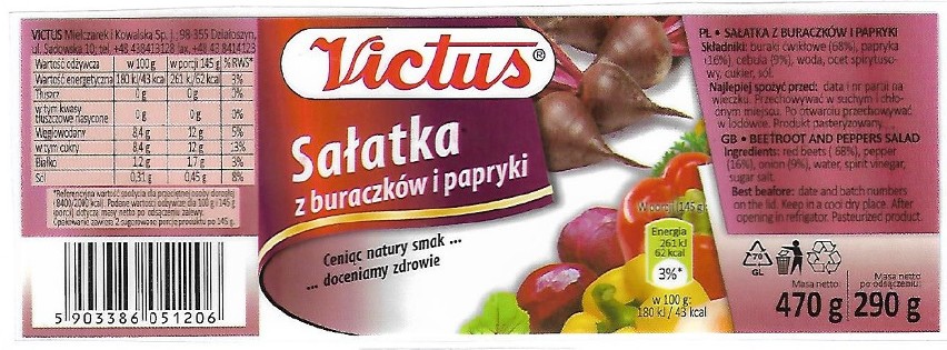 Nazwa produktu: Sałatka z buraczków i papryki Victus á 470 g...