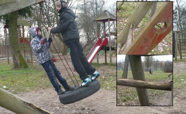 Plac zabaw na osiedlu Lotnisko nie jest wyjątkiem w Stargardzie. Podobnie jak na innych placach, są tam zniszczone urządzenia.