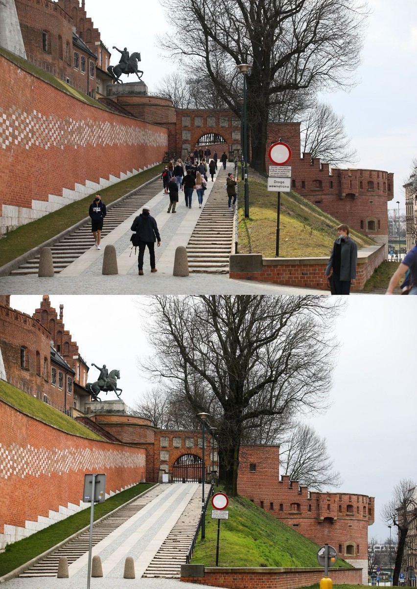 Kraków. O góry lockdown 2021, na dole lockdown 2020. Znajdź...