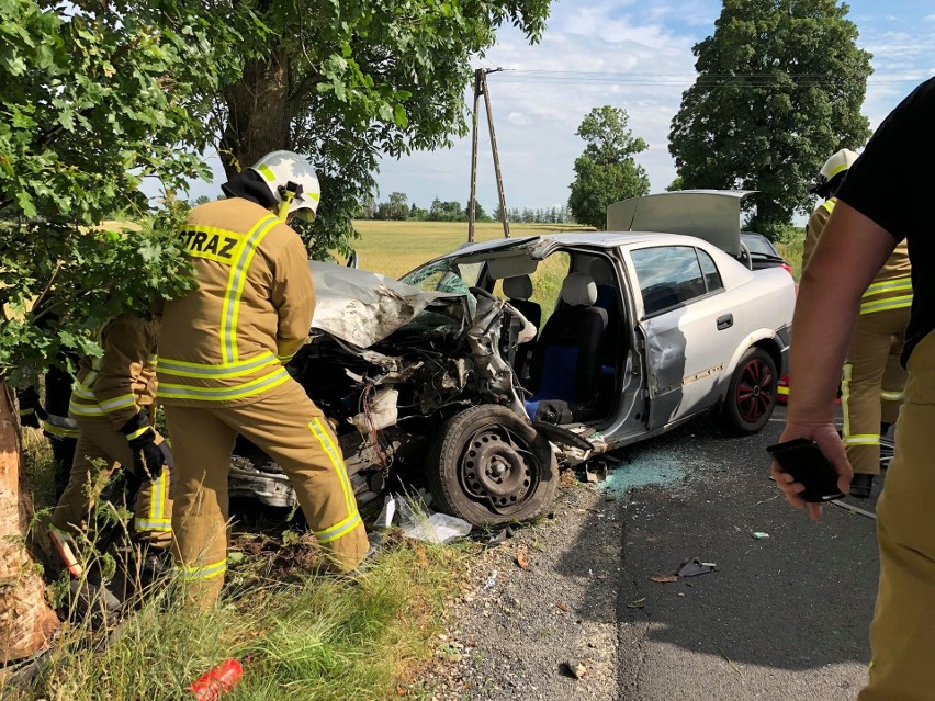 Tragiczny wypadek pod Włocławkiem. Opel uderzył w drzewo [zdjęcia]