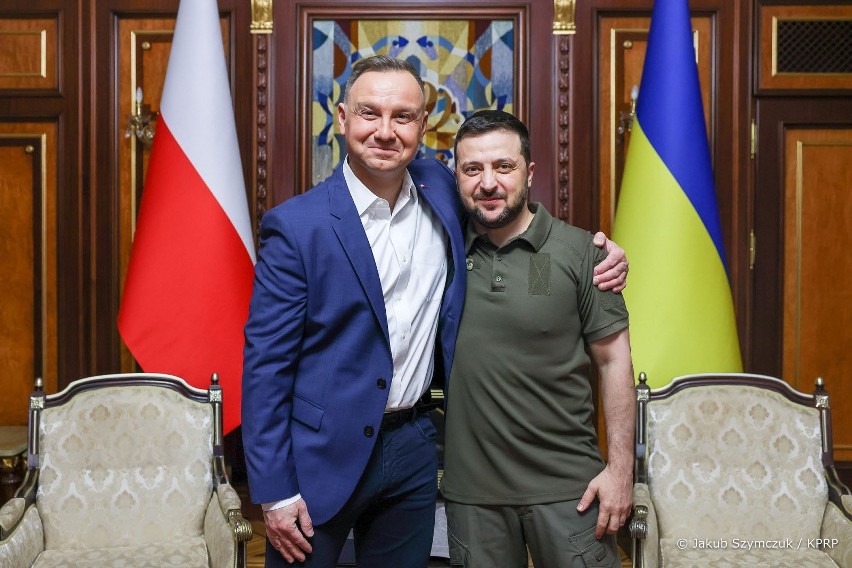 Wizyta prezydenta Polski Andrzeja Dudy w Kijowie. Nz....