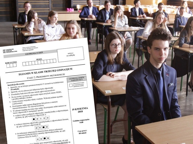 Egzamin gimnazjalny 2018 ARKUSZE CKE testu z części...