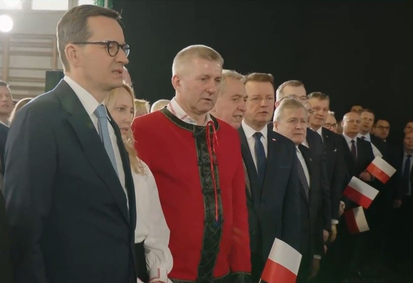 Łyse. Jarosław Kaczyński i premier Mateusz Morawiecki spotkali się z mieszkańcami na konwencji PiS: Dla polskiej wsi. 15.04.2023