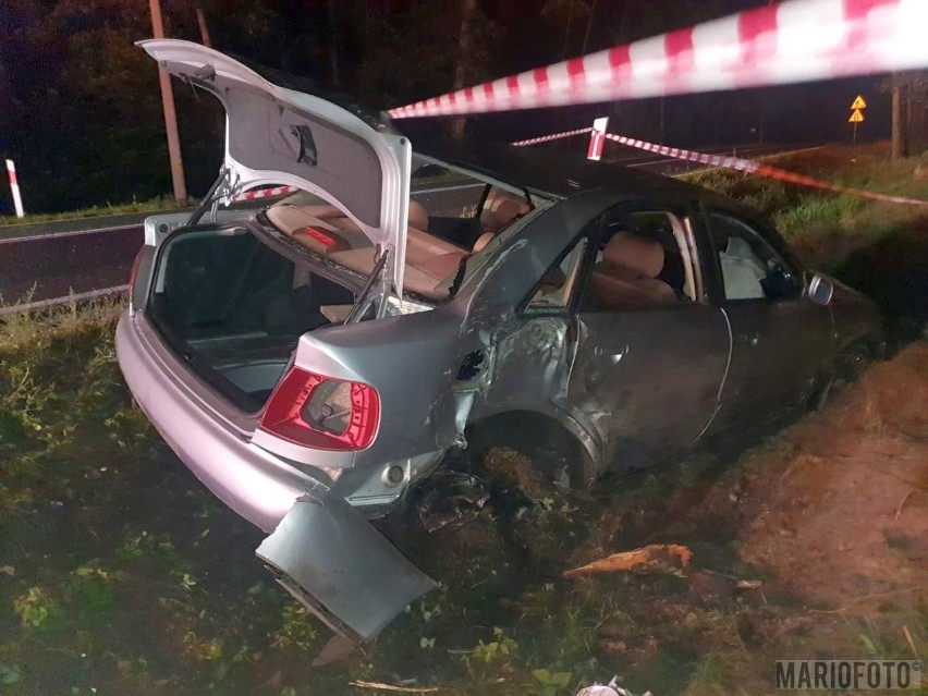 Wypadek w Jasieniu. Audi A4 wypadło z drogi krajowej nr 45 i...