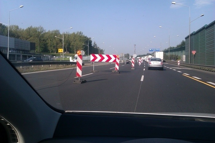 Zakorkowana autostrada A4 w kierunku Wrocławia