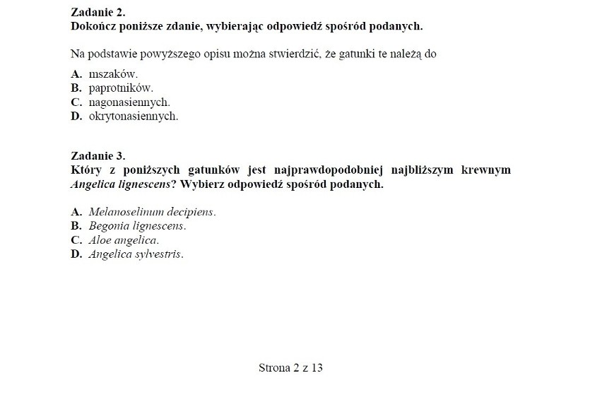 Egzamin gimnazjalny 2015. Część przyrodnicza. Przykładowe...