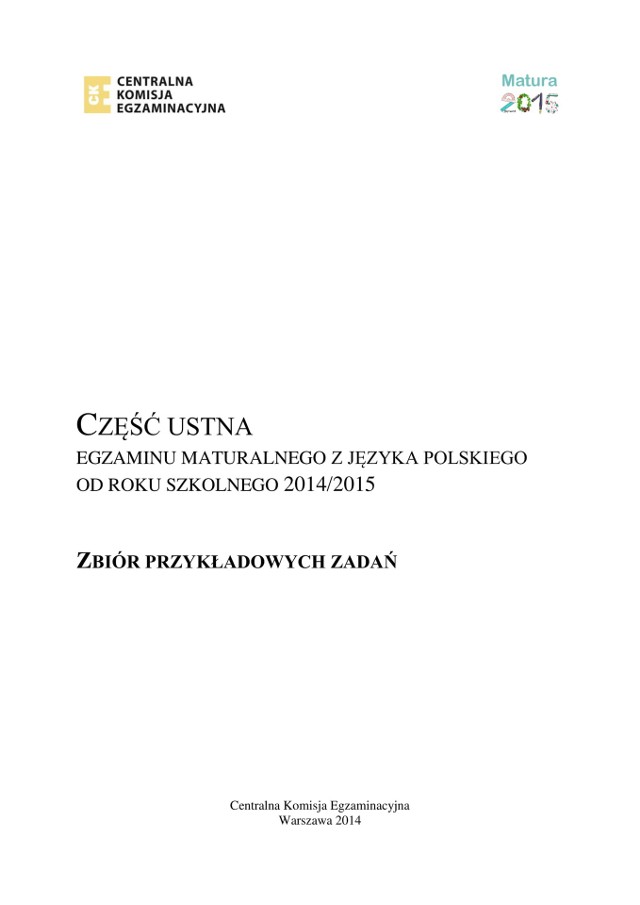 Matura ustna Polski 2019 TEMATY, zbiór zadań CKE z matury ustnej z polskiego  17.05 (Odpowiedzi, Arkusze) | Gazeta Krakowska