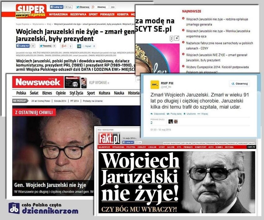 Wojciech Jaruzelski nie żyje w mediach