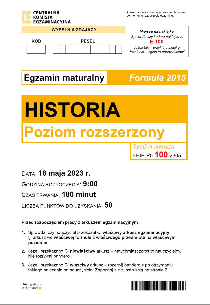 Matura z historii 2023 w formule 2015, poziom rozszerzony za nami. Zobacz arkusz CKE. Jak wyglądała matura dla uczniów po gimnazjum?